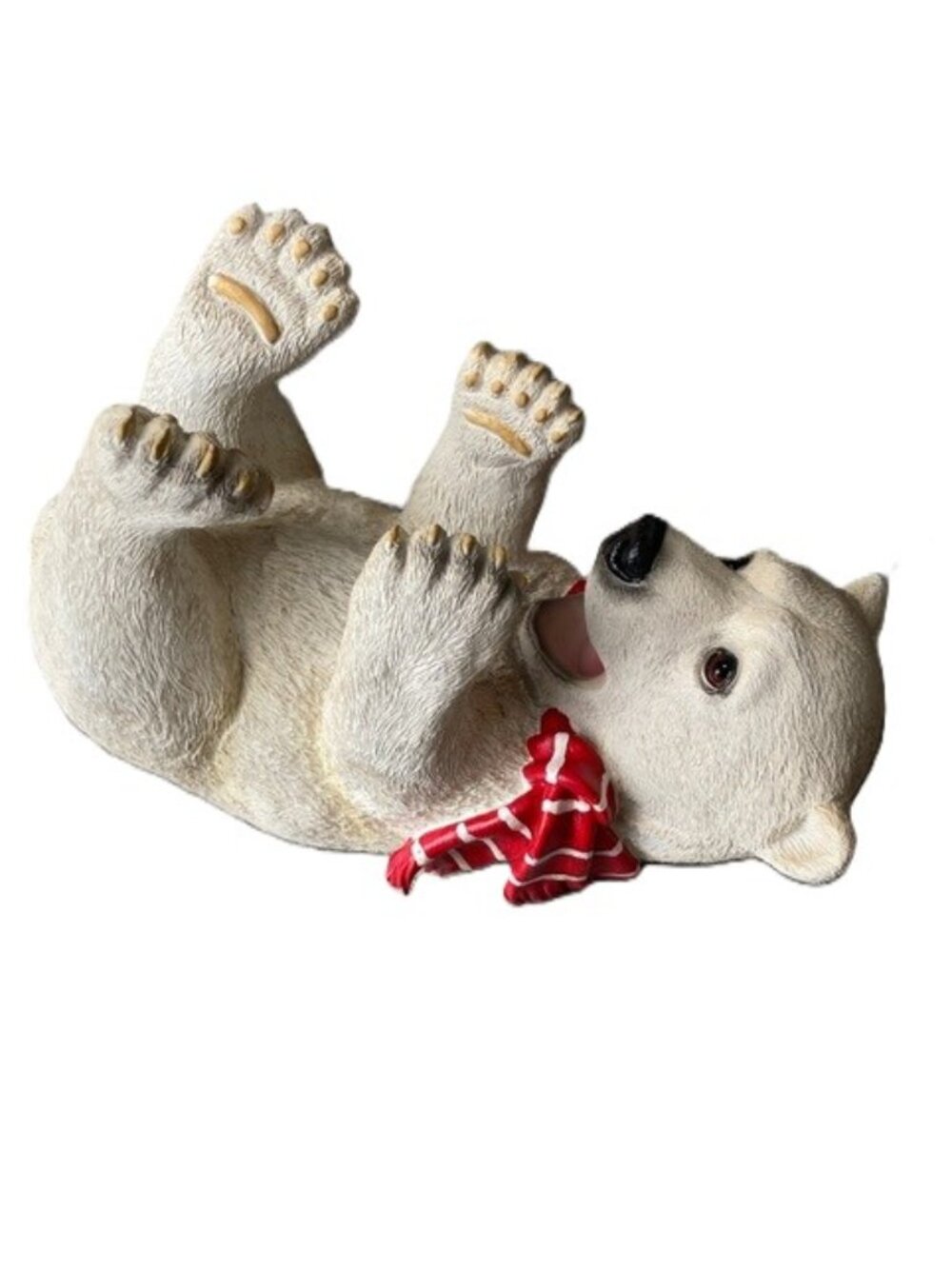 Wine Bottle Holder Playful Polar Bear Red White Striped Scarf 12 x 6 x 8 inches